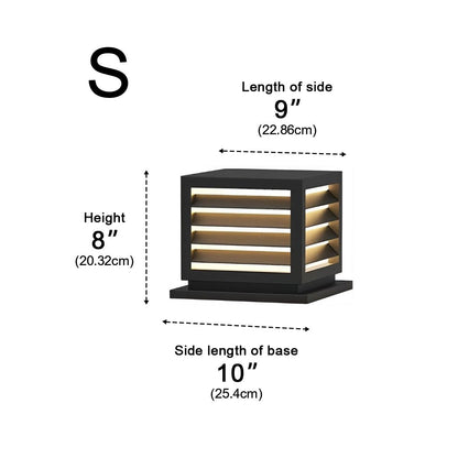 Square Outdoor Post Cap Lights Black Stripe LED Post Solar Light