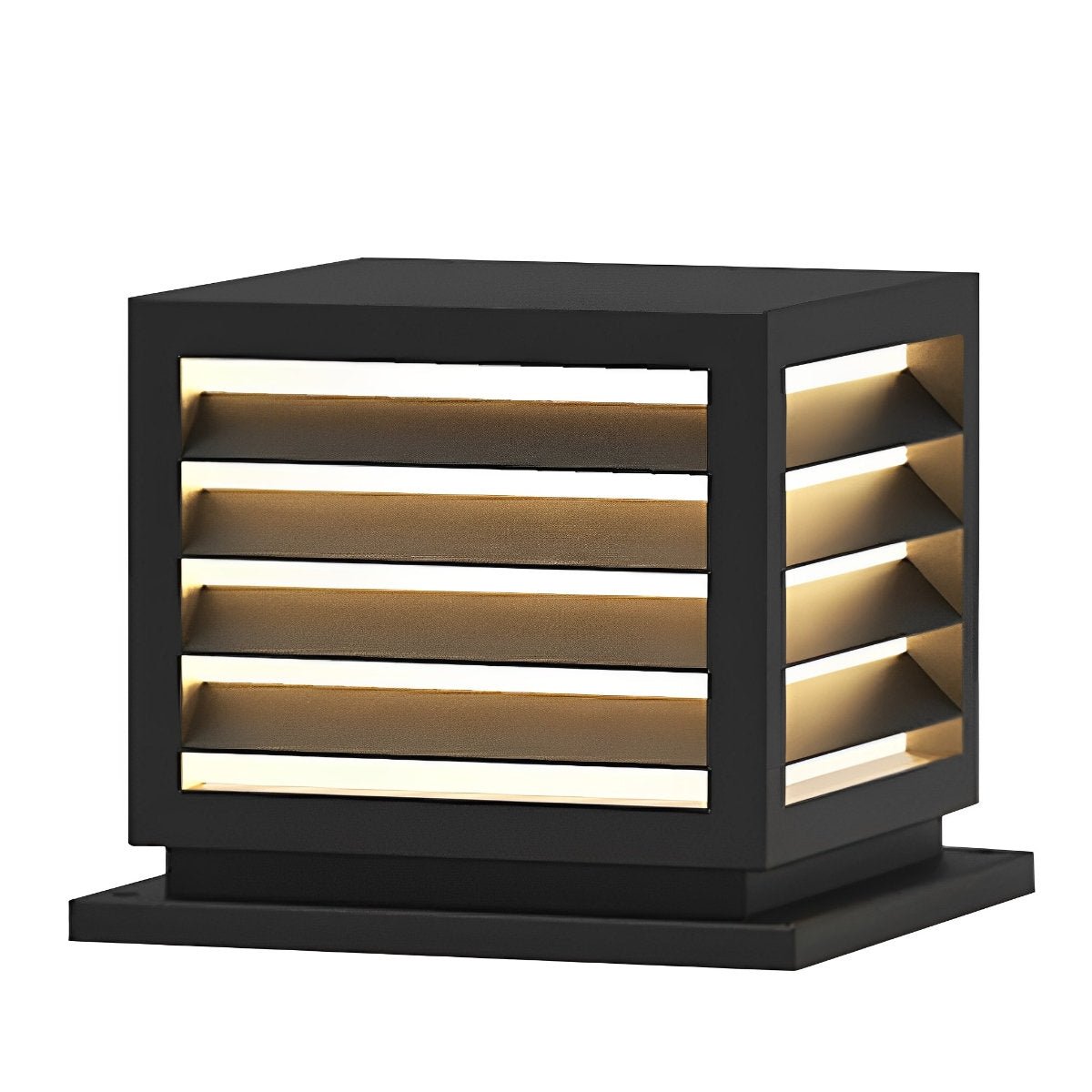 Square Outdoor Post Cap Lights Black Stripe LED Post Solar Light