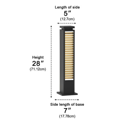 Square Outdoor Post Cap Lights Black Stripe LED Post Solar Light