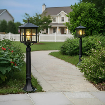 Square Waterproof Aluminum Black Retro Outdoor Lawn Lights