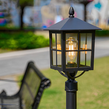 Square Waterproof Aluminum Black Retro Outdoor Lawn Lights