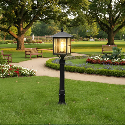 Square Waterproof Aluminum Black Retro Outdoor Lawn Lights