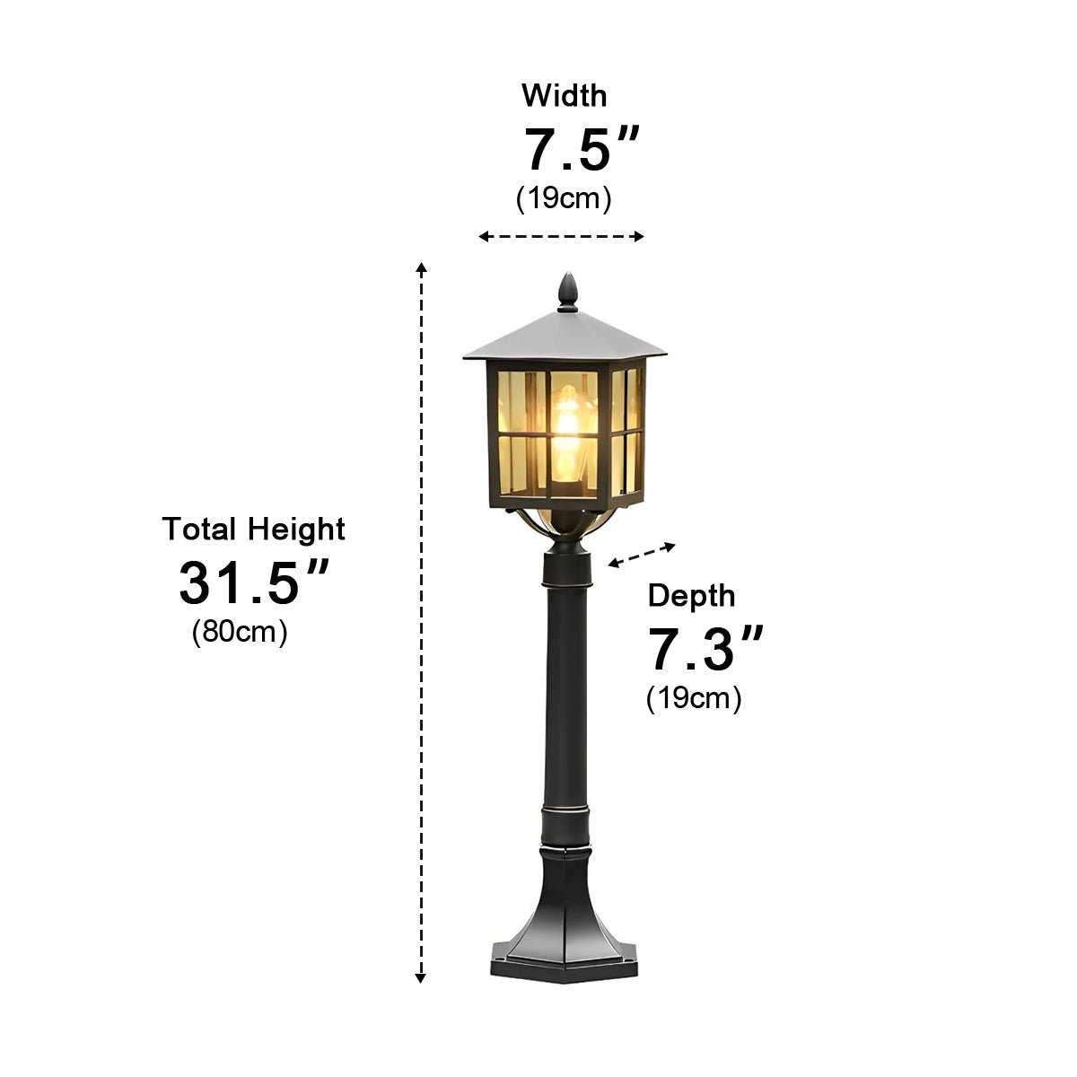 Square Waterproof Aluminum Black Retro Outdoor Lawn Lights