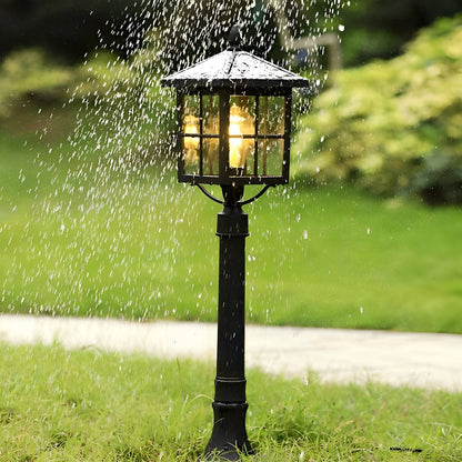 Square Waterproof Aluminum Black Retro Outdoor Lawn Lights