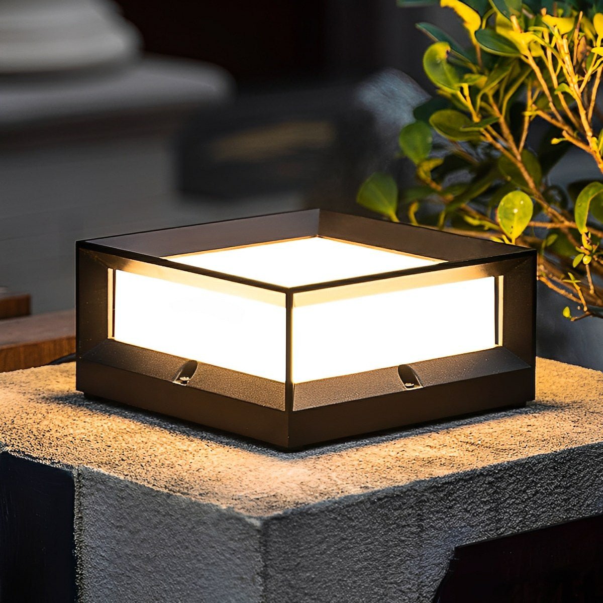 Square Waterproof Black Modern Waterproof  Post Cap Lamp Light