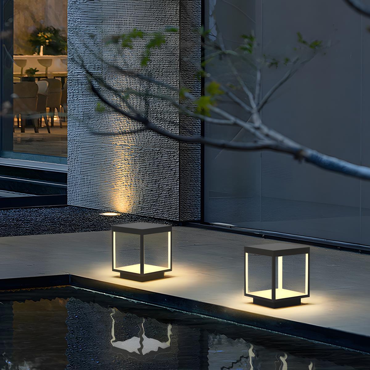 Stainless Steel Waterproof Square Hollow LED Outdoor Post Lights