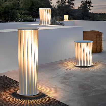 White Twisted Metal Lantern LED Waterproof Modern Lawn Light