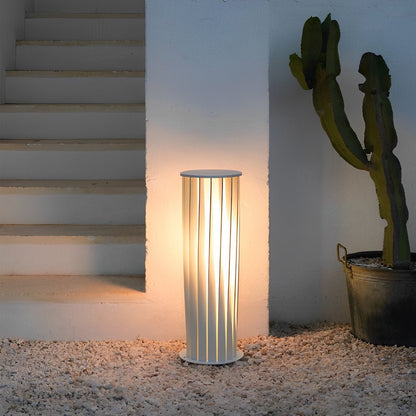White Twisted Metal Lantern LED Waterproof Modern Lawn Light