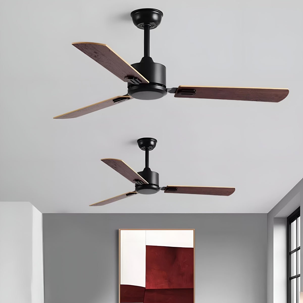 Vintage Wood Grain 6-speed Reverse Frequency Ceiling Fan 3 Blades