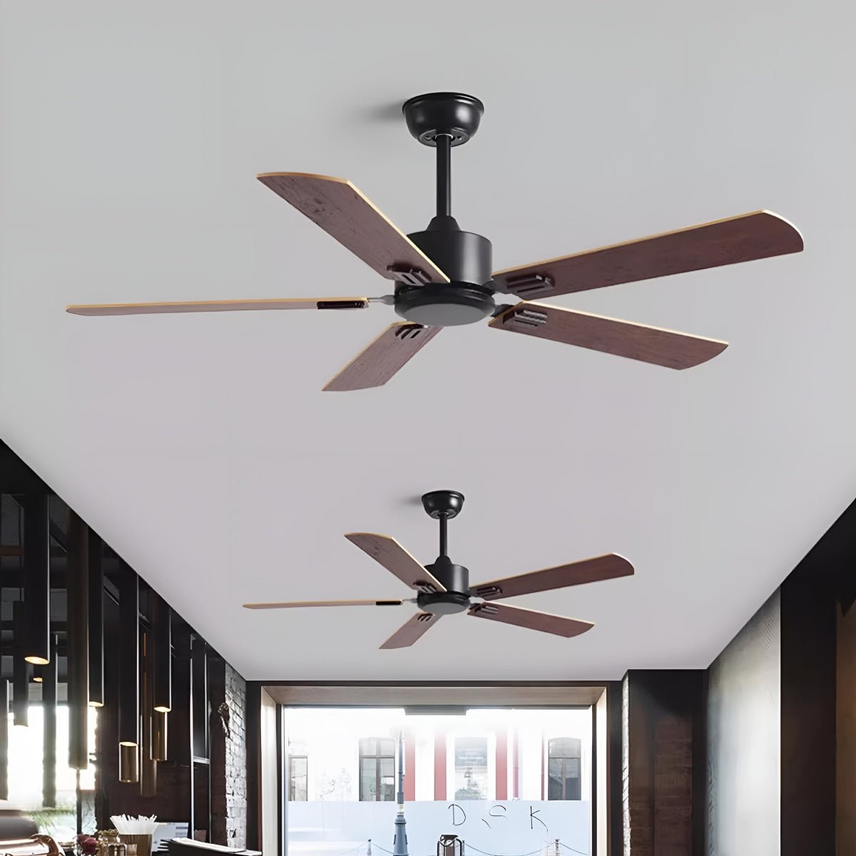 Vintage Wood Grain 6-speed Reverse Frequency Ceiling Fan 5 Blades