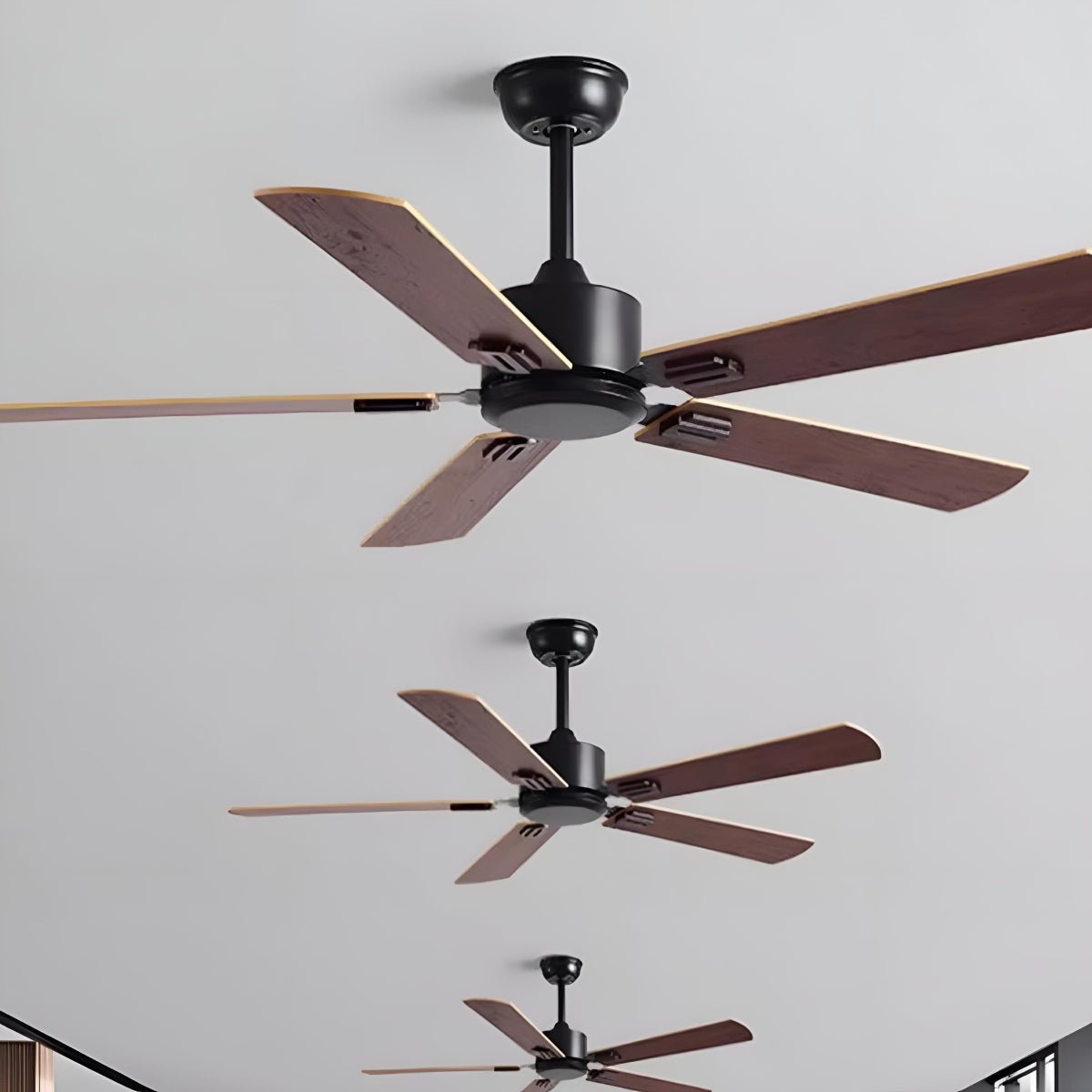 Vintage Wood Grain 6-speed Reverse Frequency Ceiling Fan 5 Blades