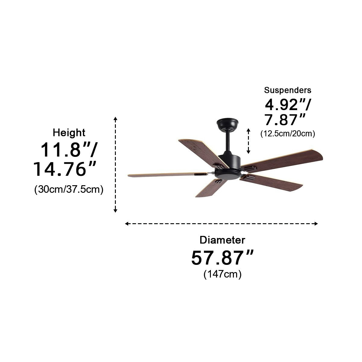 Vintage Wood Grain 6-speed Reverse Frequency Ceiling Fan 5 Blades