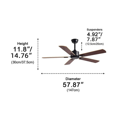 Vintage Wood Grain 6-speed Reverse Frequency Ceiling Fan 5 Blades