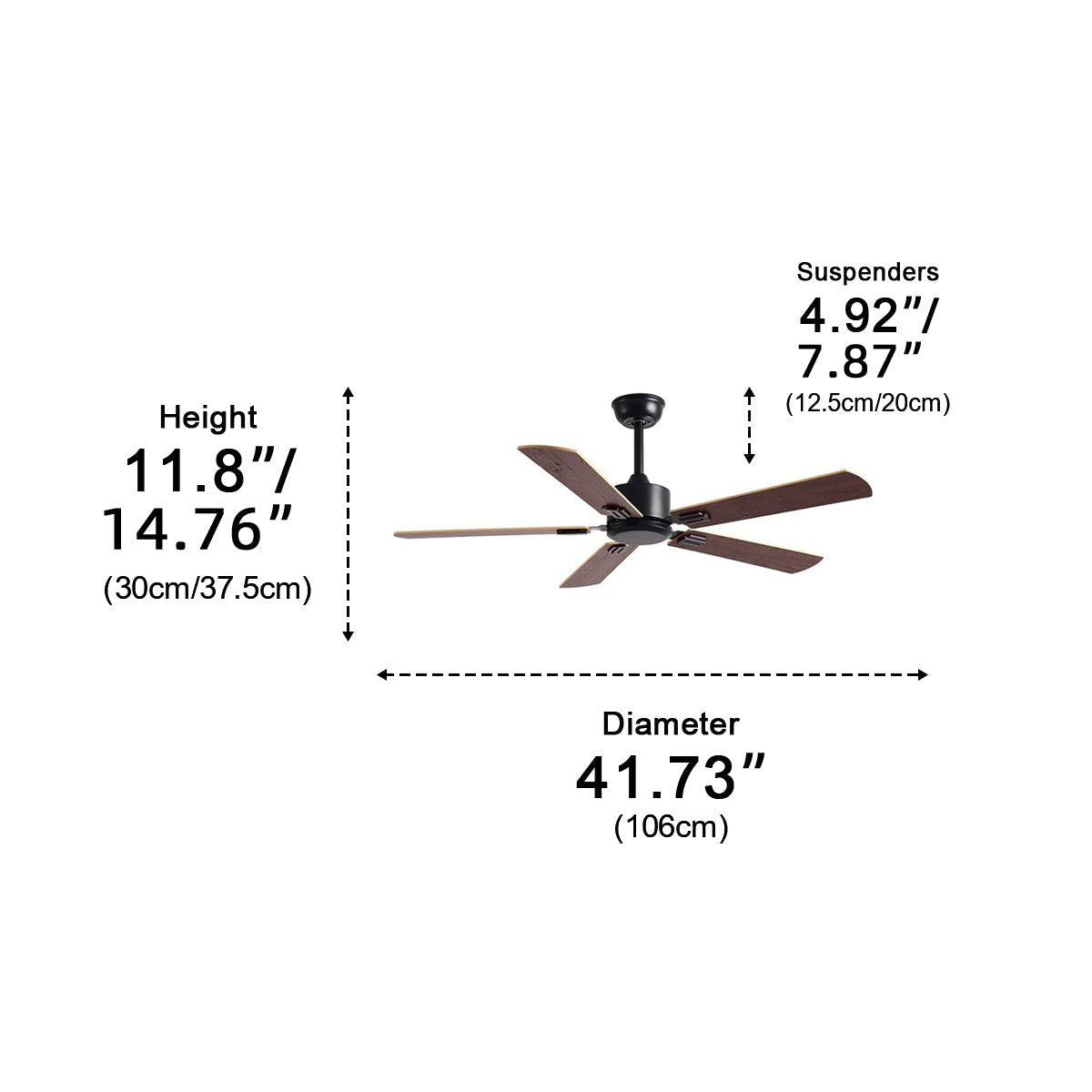 Vintage Wood Grain 6-speed Reverse Frequency Ceiling Fan 5 Blades