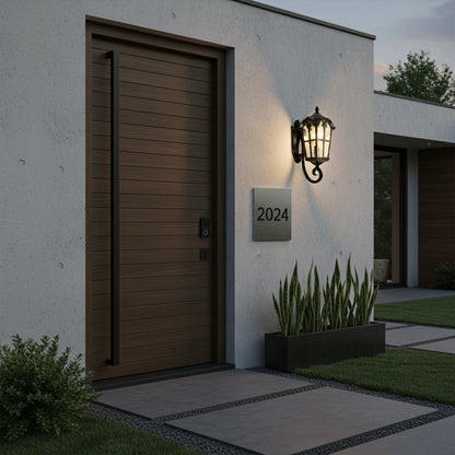 Vintage Glass Waterproof Black Outdoor Wall Sconce Lantern