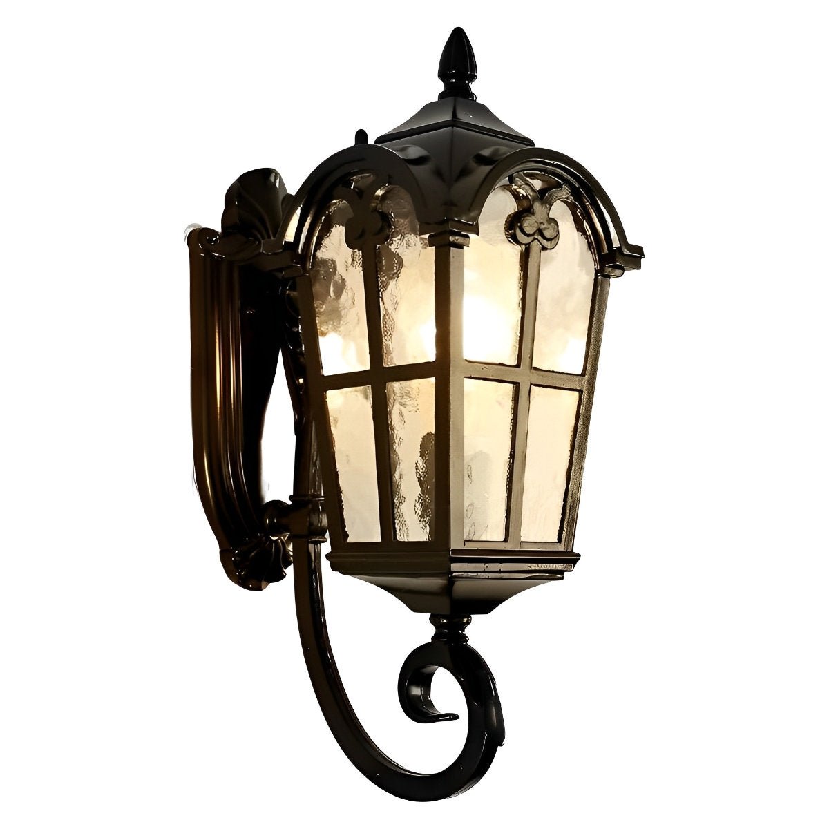 Vintage Glass Waterproof Black Outdoor Wall Sconce Lantern