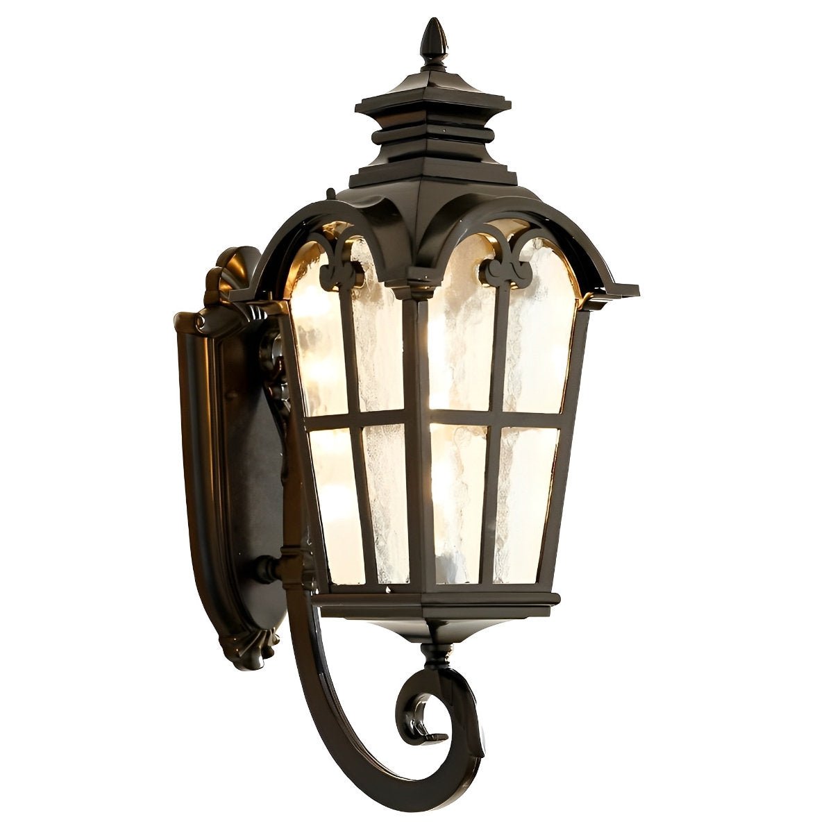 Vintage Glass Waterproof Black Outdoor Wall Sconce Lantern