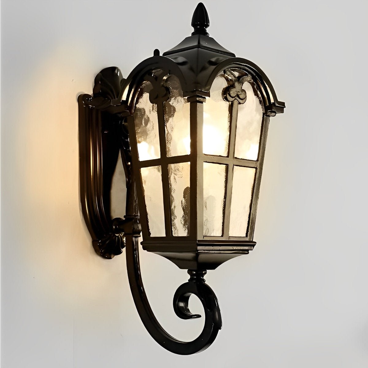 Vintage Glass Waterproof Black Outdoor Wall Sconce Lantern