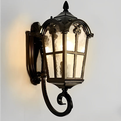 Vintage Glass Waterproof Black Outdoor Wall Sconce Lantern