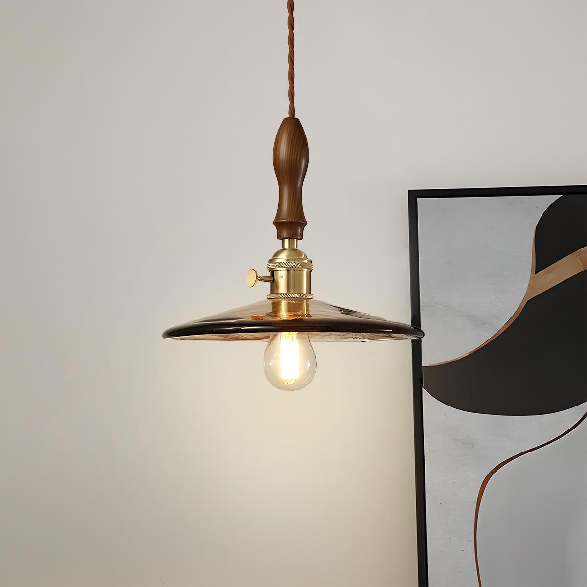 Vintage Golden Walnut Wood Indoor Pendant Lights