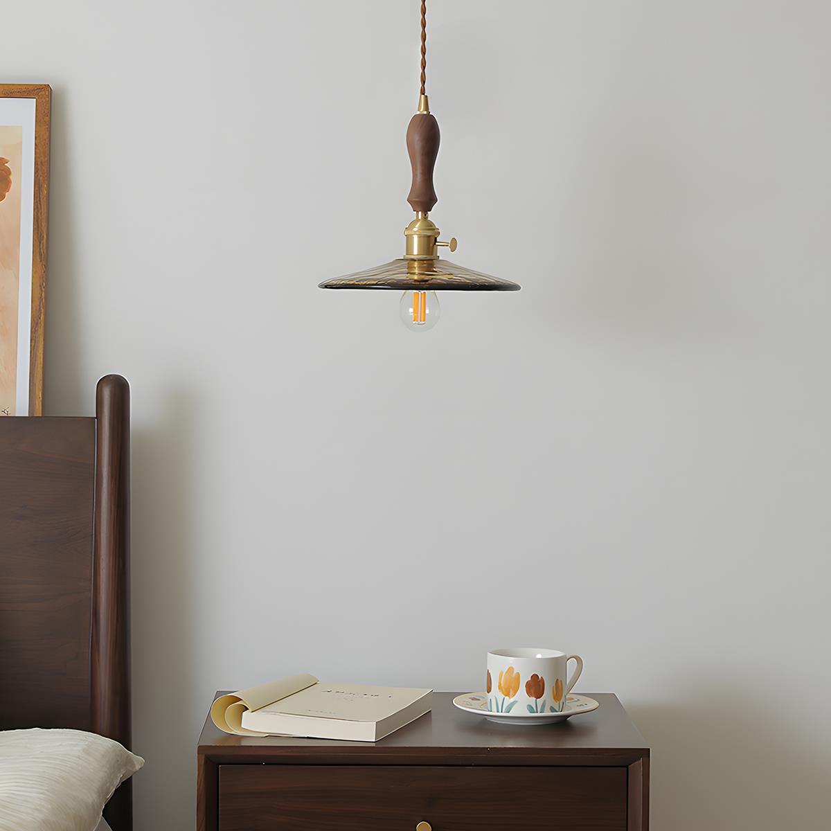 Vintage Golden Walnut Wood Indoor Pendant Lights