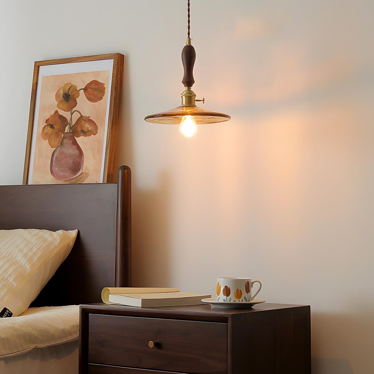 Vintage Golden Walnut Wood Indoor Pendant Lights