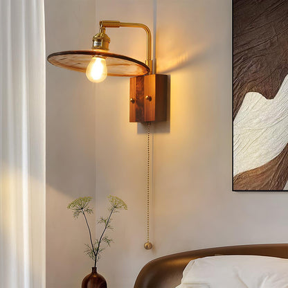 Vintage Golden Walnut Wood Indoor Wall Sconces