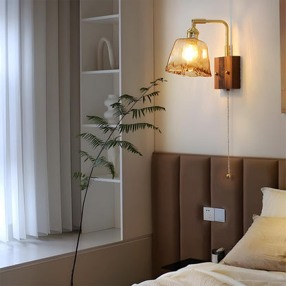 Vintage Golden Walnut Wood Indoor Wall Sconces