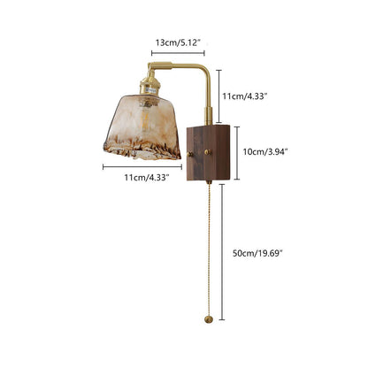 Vintage Golden Walnut Wood Indoor Wall Sconces