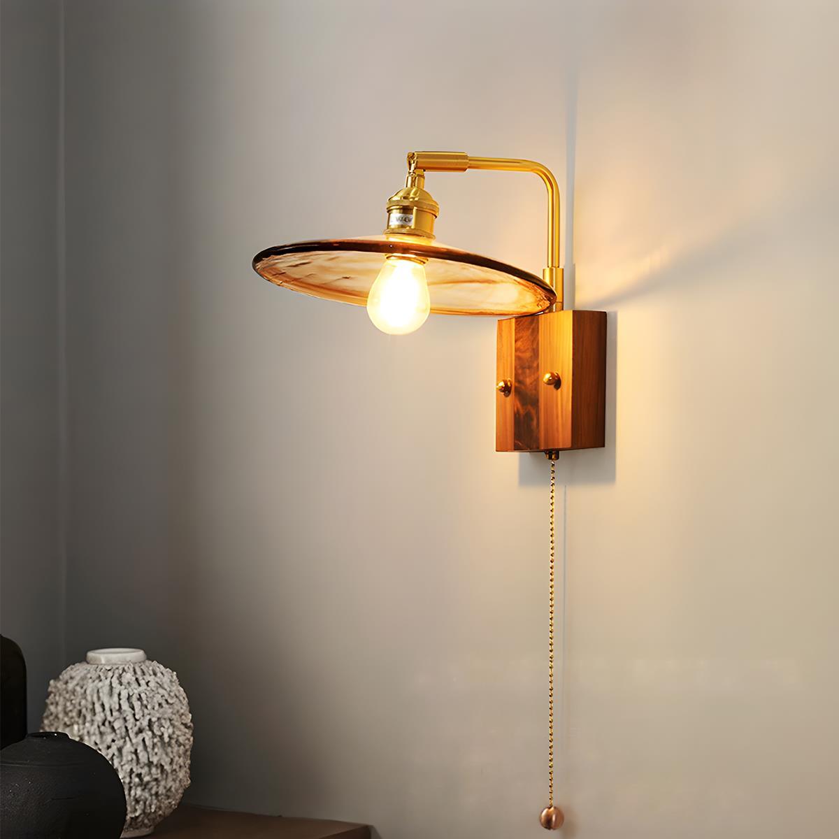 Vintage Golden Walnut Wood Indoor Wall Sconces