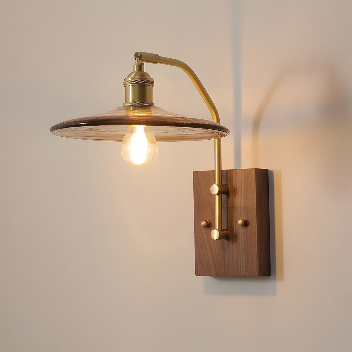 Vintage Golden Walnut Wood Indoor Wall Sconces