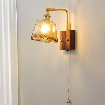 Vintage Golden Walnut Wood Indoor Wall Sconces