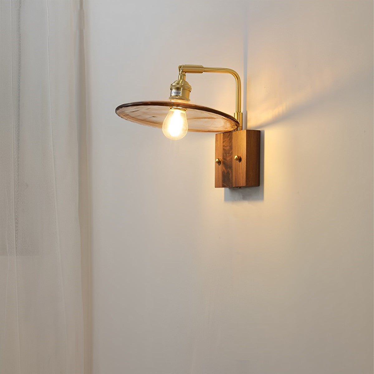 Vintage Golden Walnut Wood Indoor Wall Sconces