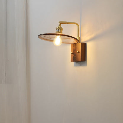 Vintage Golden Walnut Wood Indoor Wall Sconces