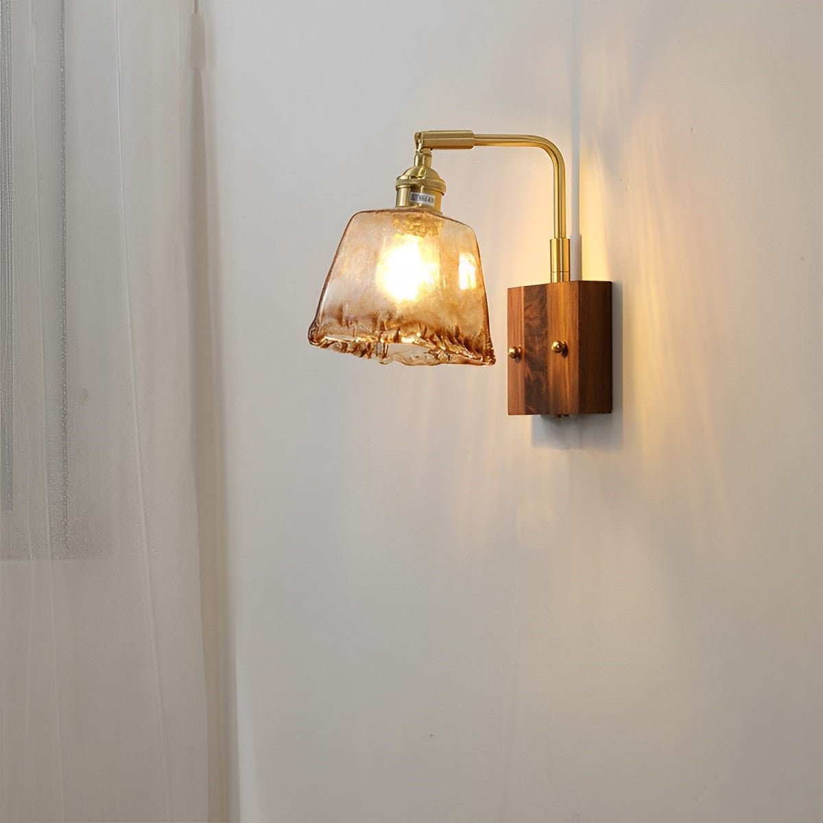 Vintage Golden Walnut Wood Indoor Wall Sconces