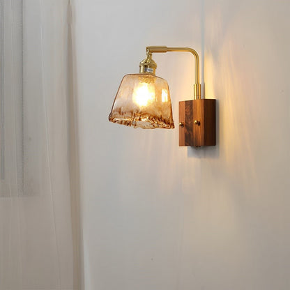 Vintage Golden Walnut Wood Indoor Wall Sconces