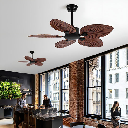 Vintage Imitation Palm Leaf 6-speed Reverse Frequency Ceiling Fan