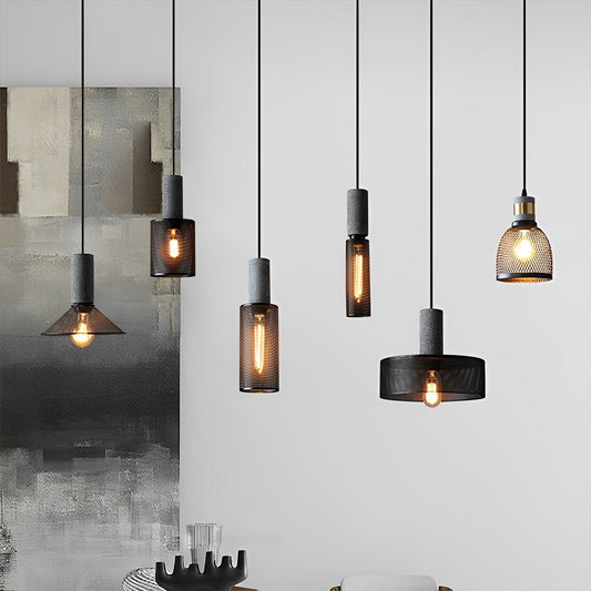 Vintage Minimalist Industrial Iron Mesh Bar LED Pendant Lights