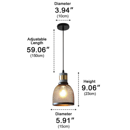 Vintage Minimalist Industrial Iron Mesh Bar LED Pendant Lights