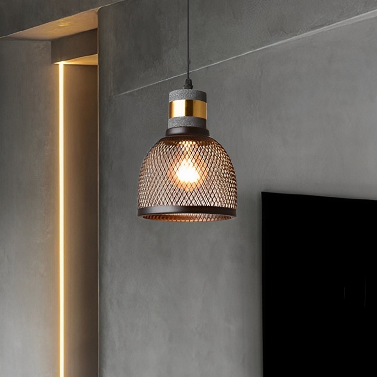 Vintage Minimalist Industrial Iron Mesh Bar LED Pendant Lights