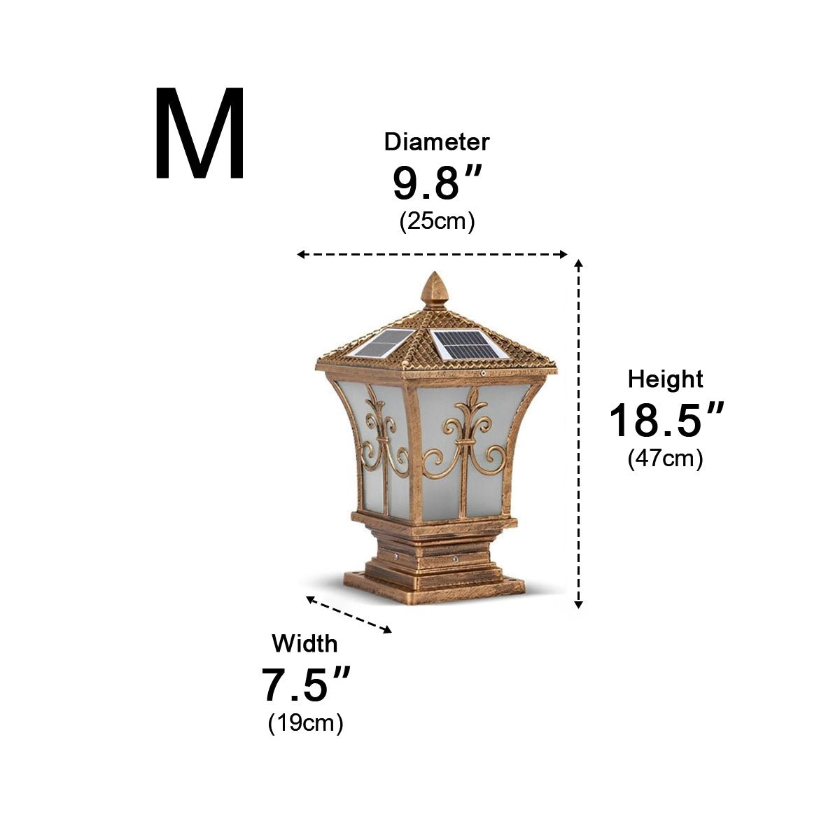 Vintage Pattern Waterproof Automatic Solar Powered Fence Post Lights