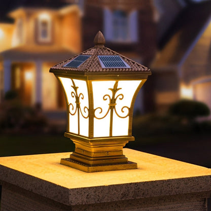 Vintage Pattern Waterproof Automatic Solar Powered Fence Post Lights