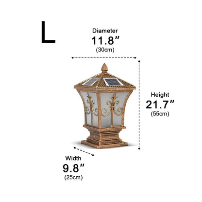 Vintage Pattern Waterproof Automatic Solar Powered Fence Post Lights
