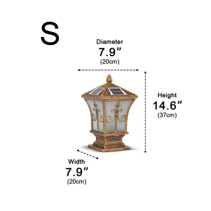 Vintage Pattern Waterproof Automatic Solar Powered Fence Post Lights