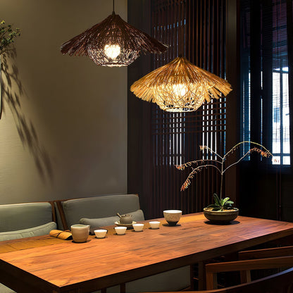 Vintage Rattan Weave Bird's Nest Pendant Lights