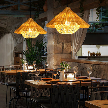 Vintage Rattan Weave Bird's Nest Pendant Lights