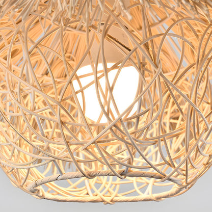 Vintage Rattan Weave Bird's Nest Pendant Lights
