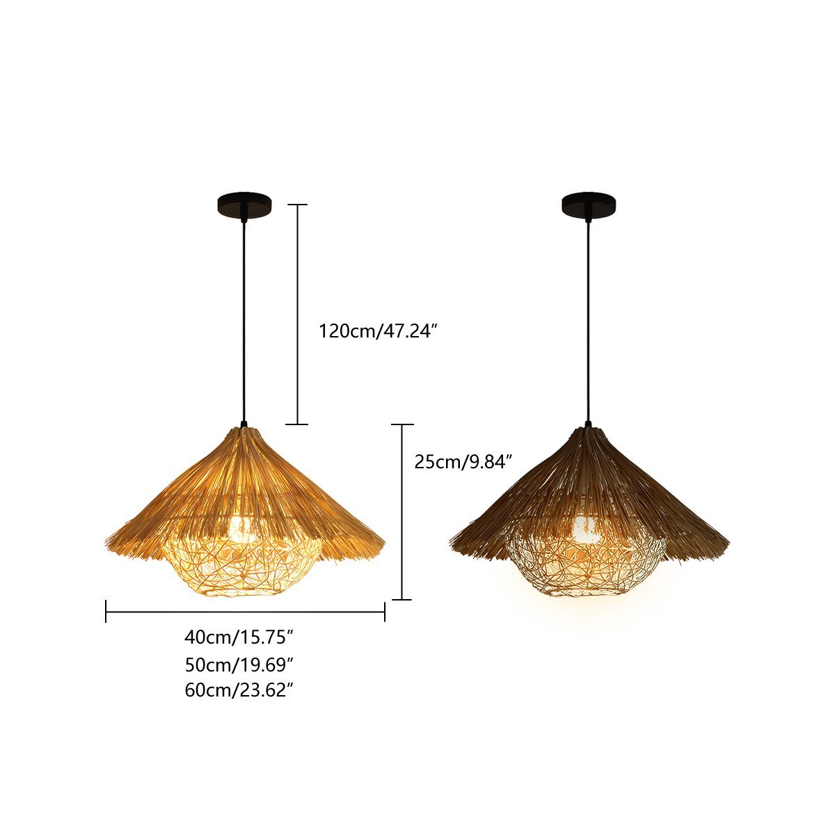 Vintage Rattan Weave Bird's Nest Pendant Lights