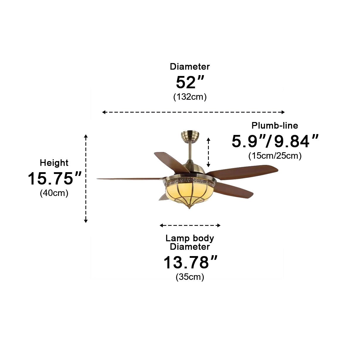 Vintage Reverse Variable Frequency Ceiling Fan Light