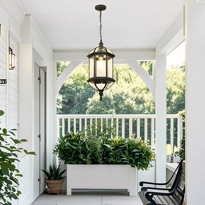 Vintage Rustic Cylinder Waterproof Outdoor LED Lantern Pendant Lights